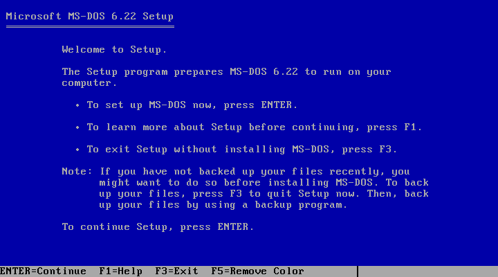 在虚拟机中安装MS-DOS 6.22